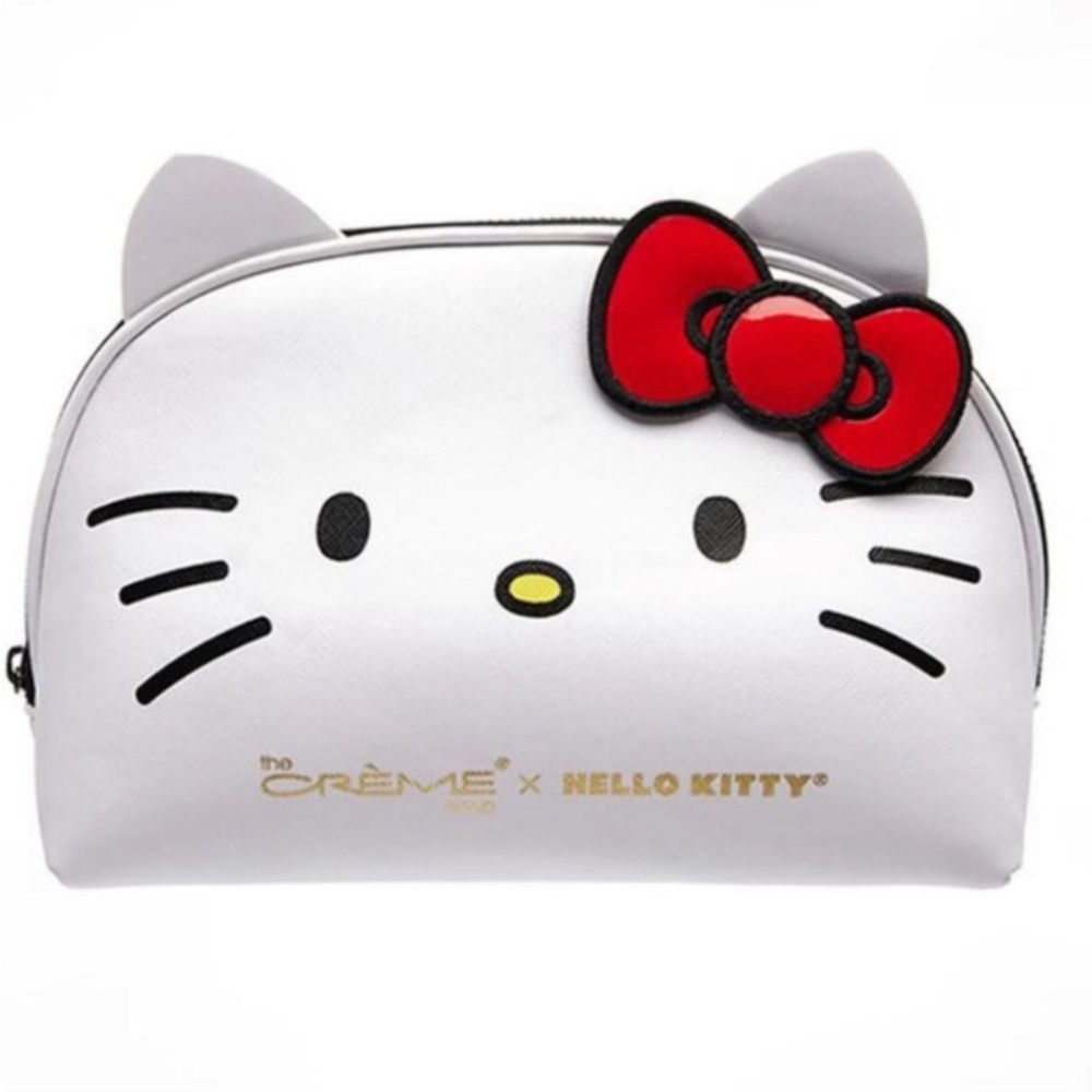 The Creme Shop x Sanrio Hello Kitty red patent bow makeup cosmetics bag new NWT